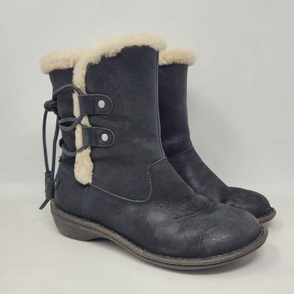 UGG Black and Cream Winter Boots - Picture 1 of 10